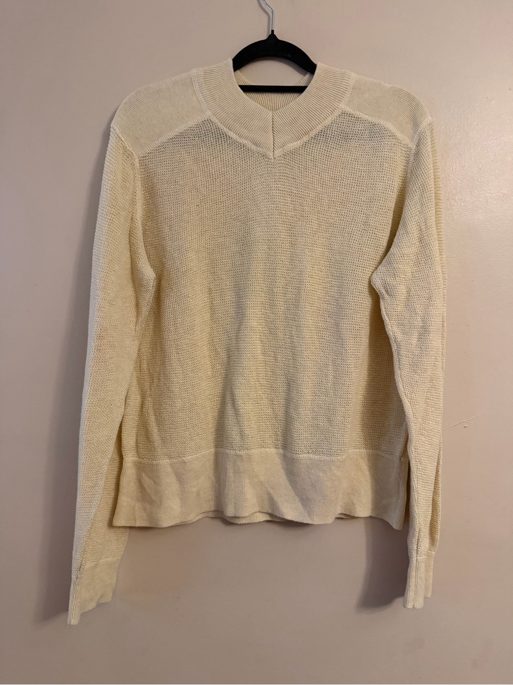 Prana Cream Lightweight Knit Crewneck Sweater